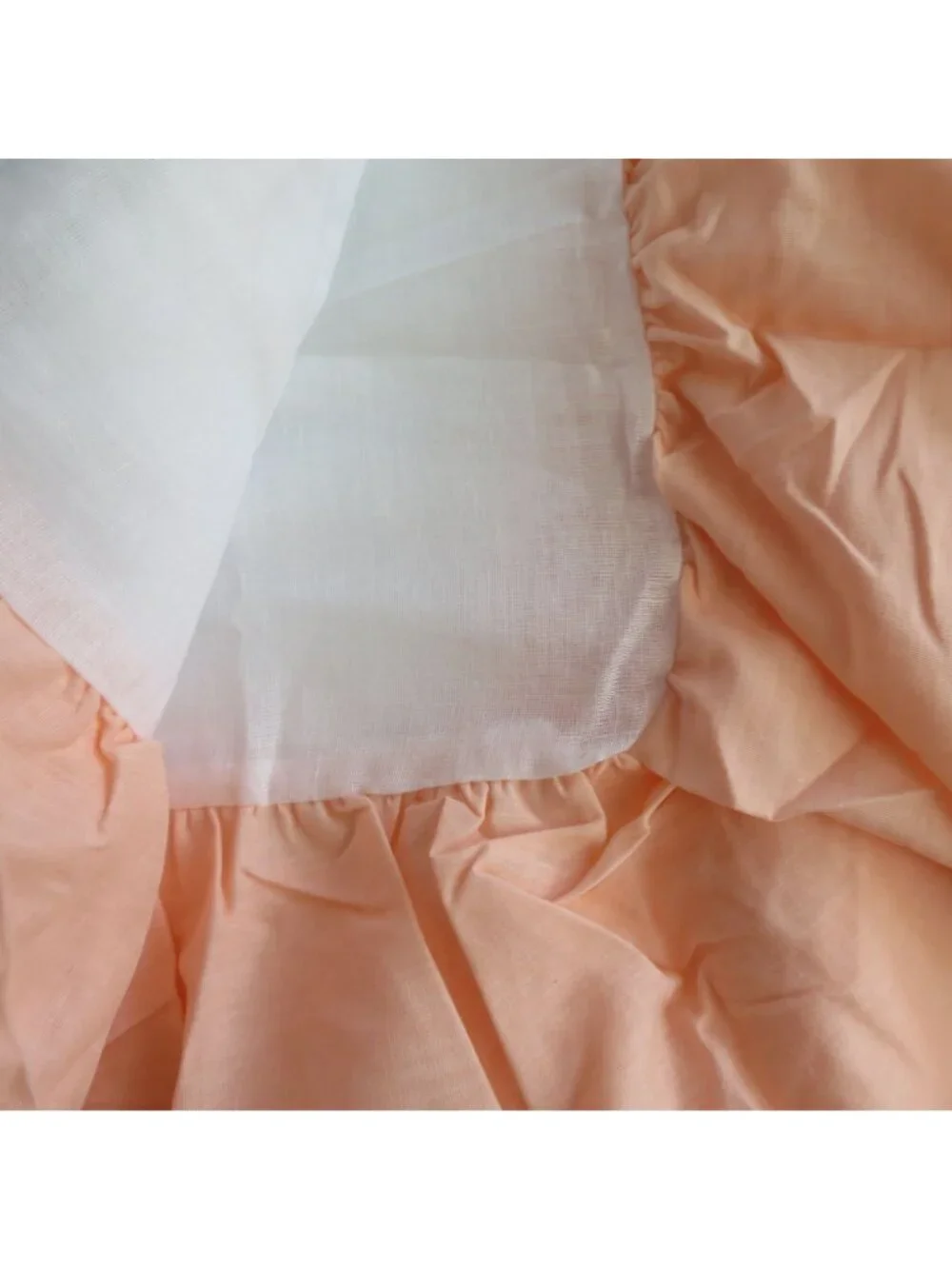 New Vintage Queen Size Peach Bed Skirt Ruffle 12